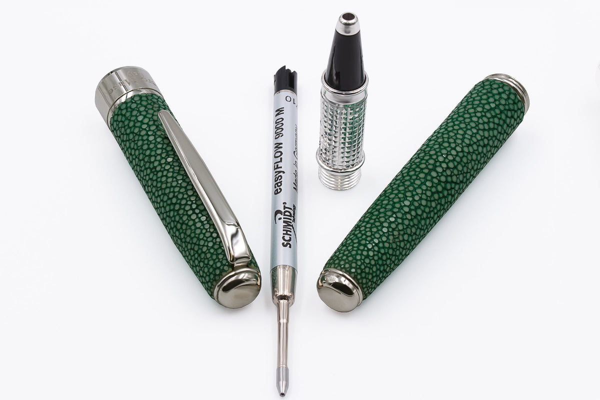 Stylo roller en cuir de raie vert - vue 4