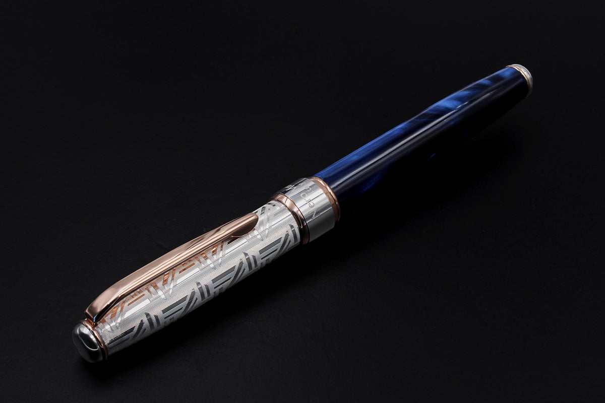 Penna Roller Argento e Resina Blu Oltremare - vista 6