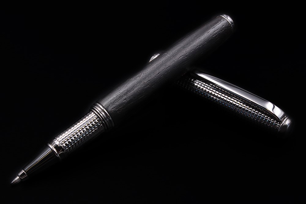 Bog Oak and Silver Rollerball Pen