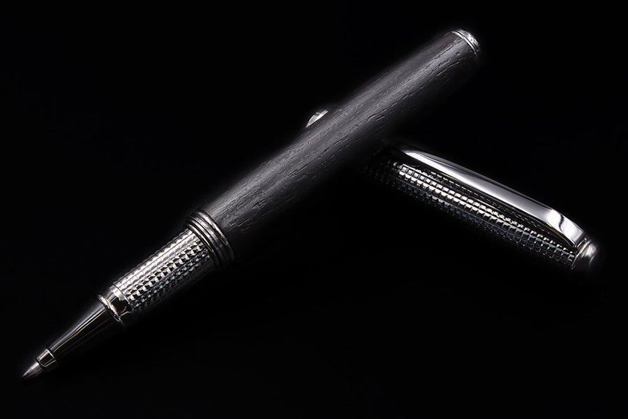 Bog Oak and Silver Rollerball Pen