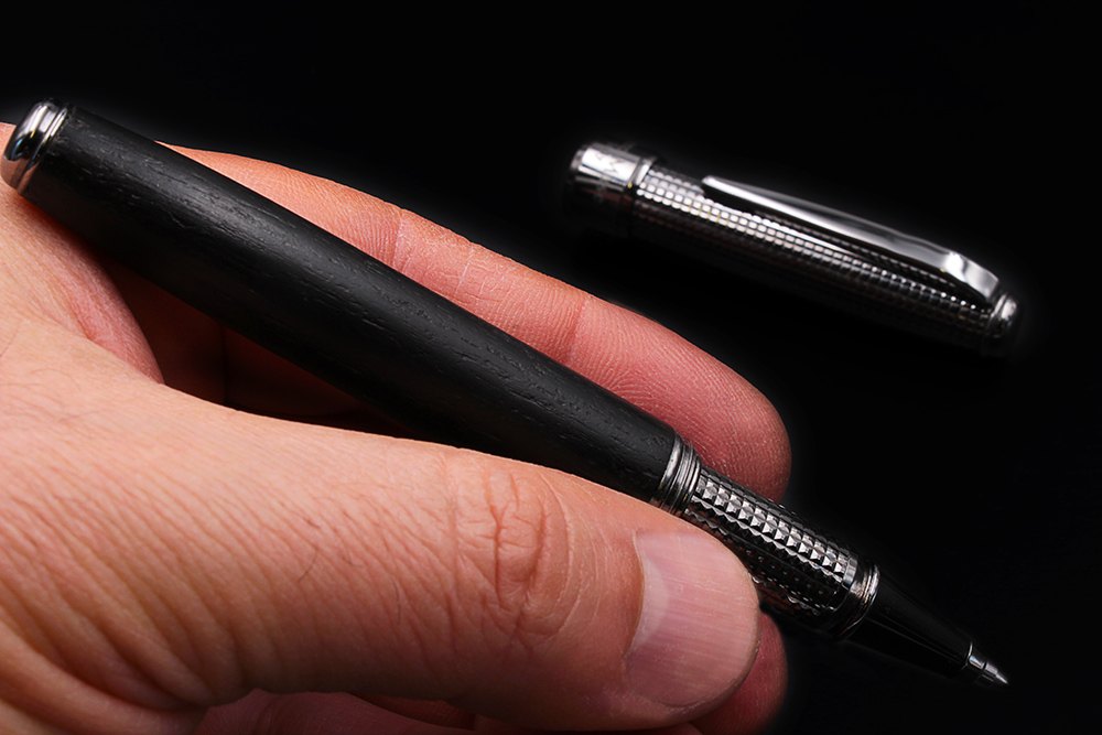 Bog Oak and Silver Rollerball Pen - view 5