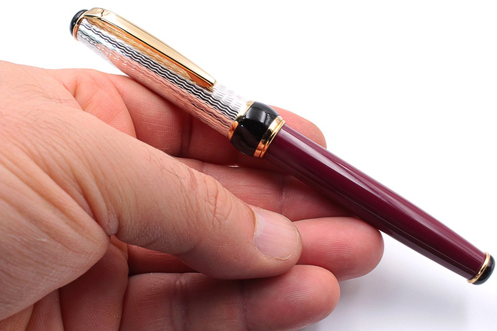 Penna Stilografica Argento e Lacca Bordeaux - vista 6