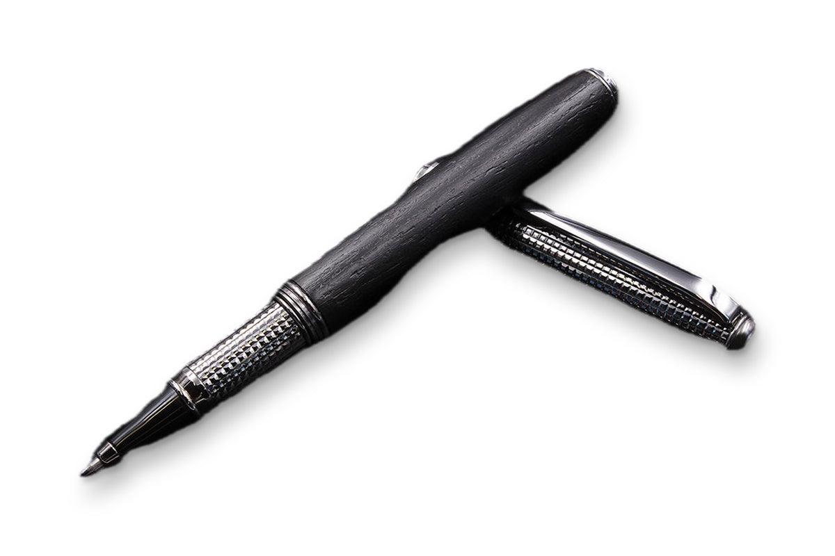 Bog Oak and Silver Rollerball Pen