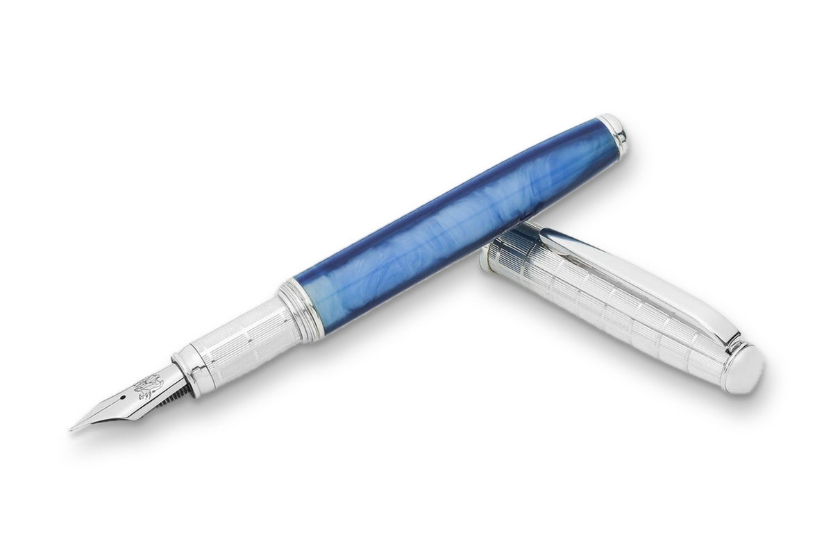 Silver Fountain Pen Shades of Blue