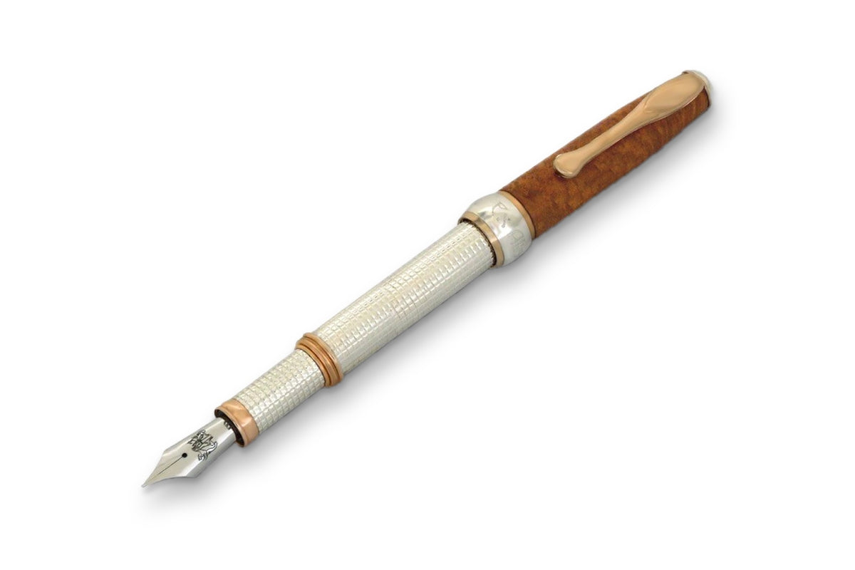 Fountain pen Silver and Briar Wood
