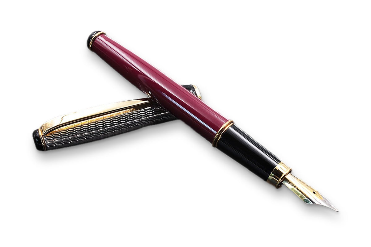 Silver and Bordeaux Lacquer Fountain Pen