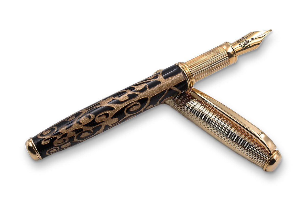 Gold and Black Fountain Pen "Tree of Life"