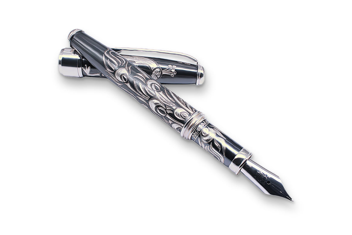 Handcrafted Sterling Silver Fountain Pen – Peacock Edition