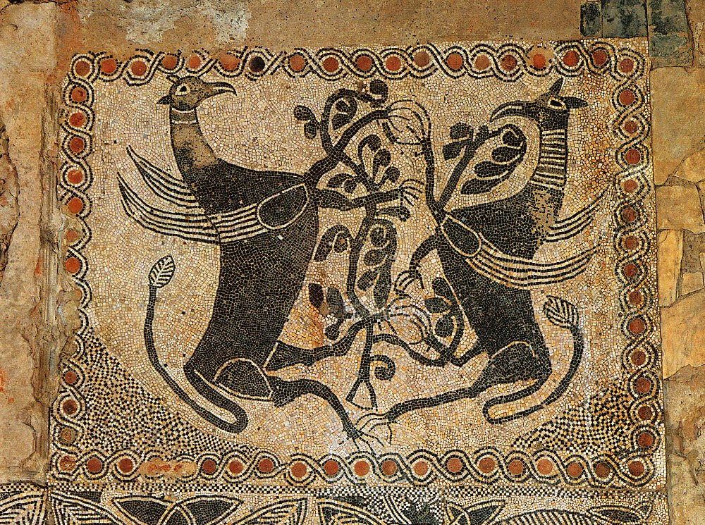 The griffins of the Romanesque mosaic