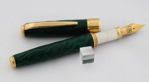 green alligator leather pen