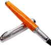 Penna biro in argento e arancione acceso