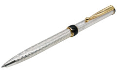 Silver Ballpoint Pen - Gold-Plated, Guilloché Design