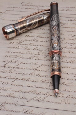 Handcrafted Sterling Silver Rollerball Pen – Multicolored Peacock Edition