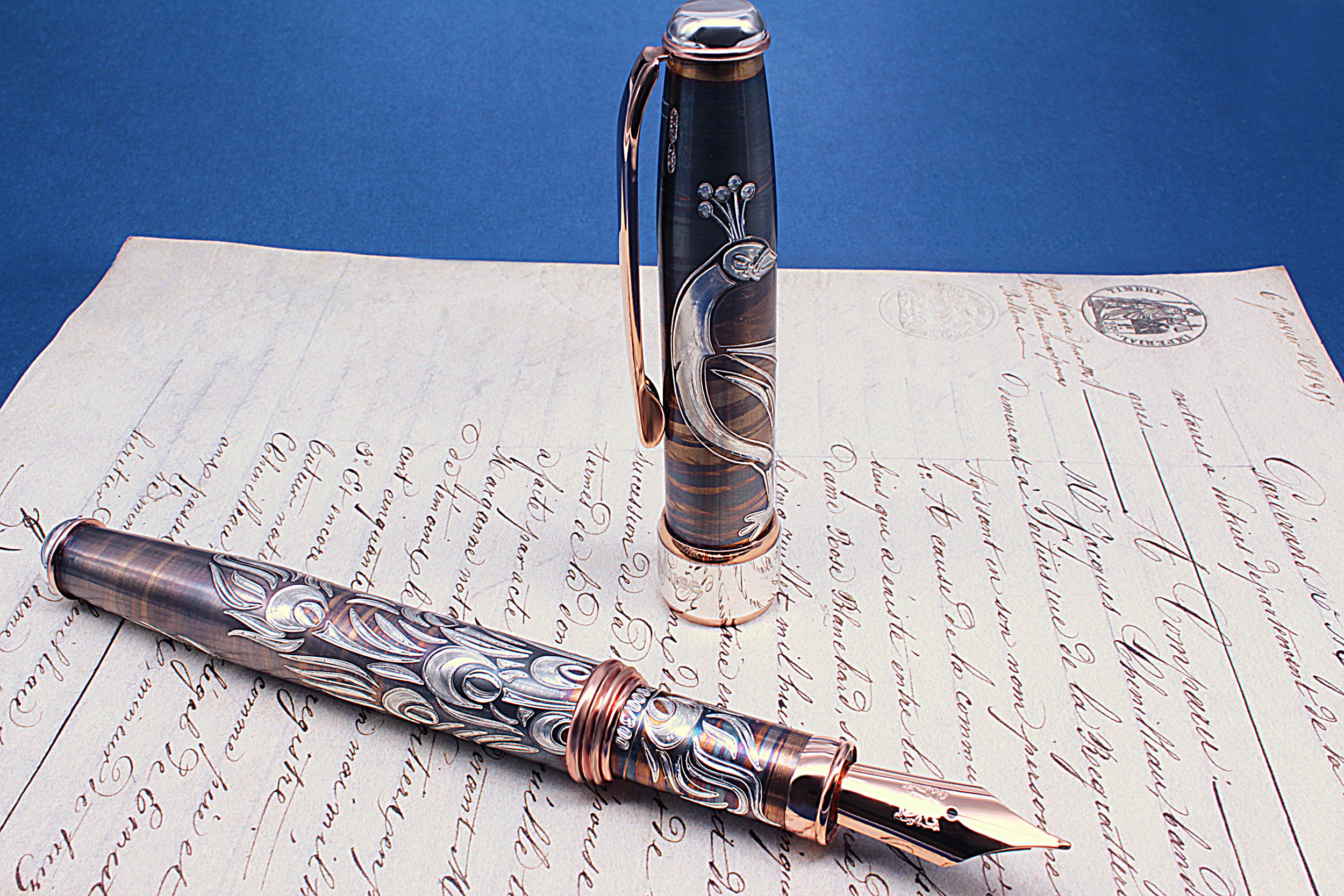 Handcrafted Sterling Silver Fountain Pen – Peacock Edition in Vibrant Multicolor
