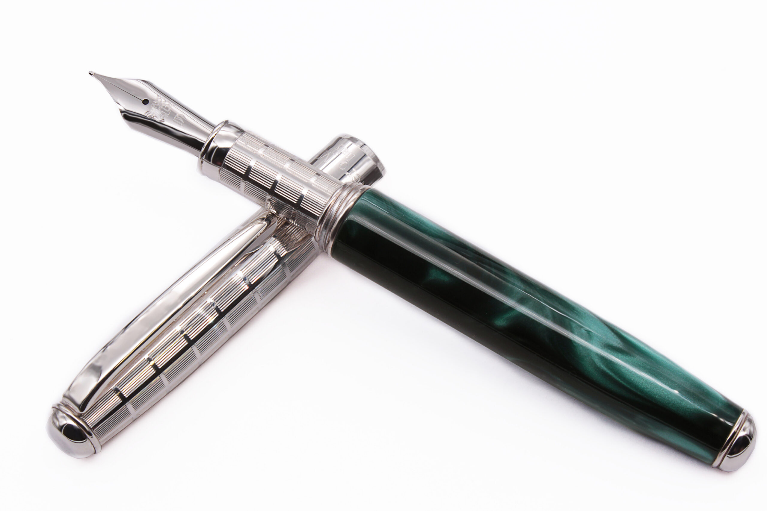 Silver and Green Resin Fountain Pen