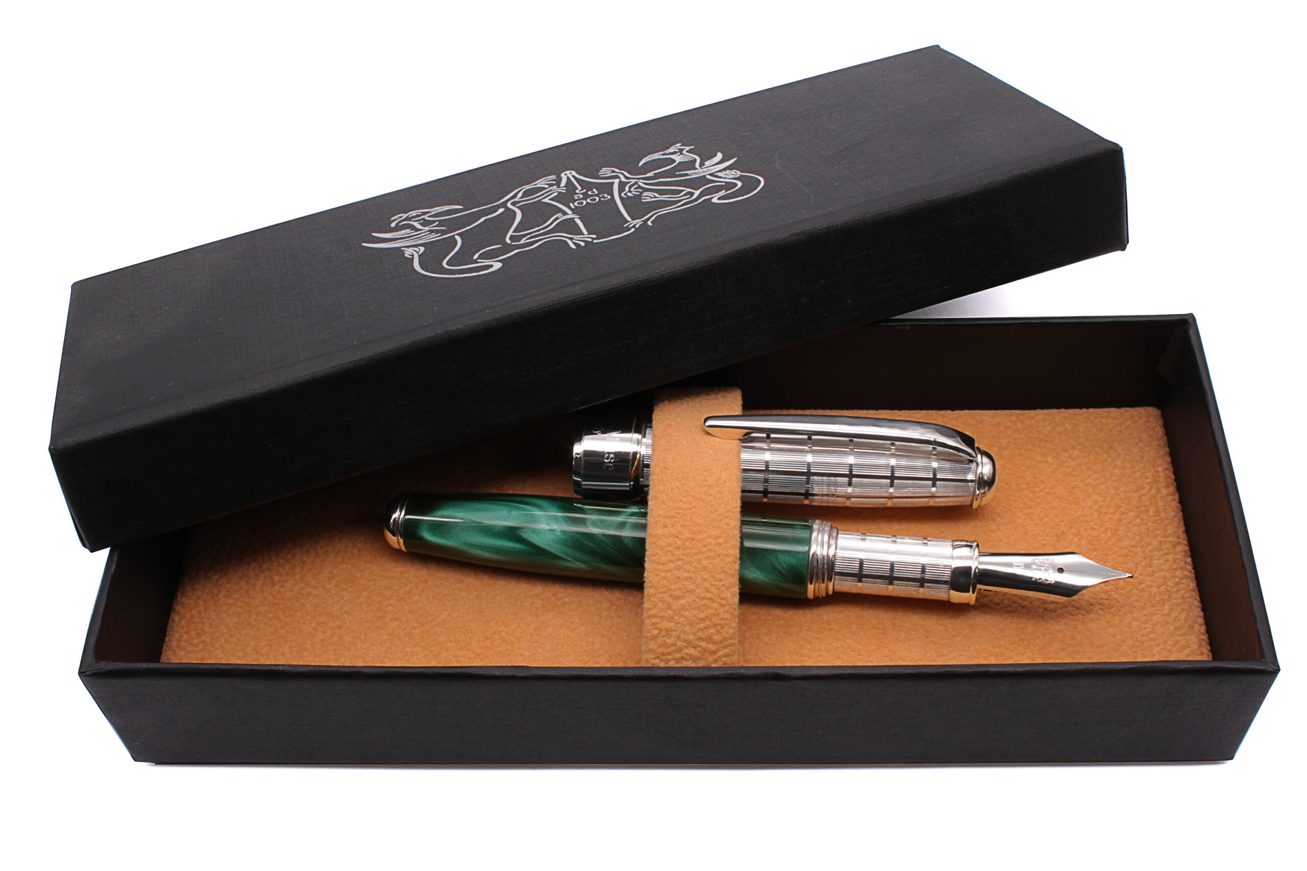 Silver and Green Resin Fountain Pen - Image 5