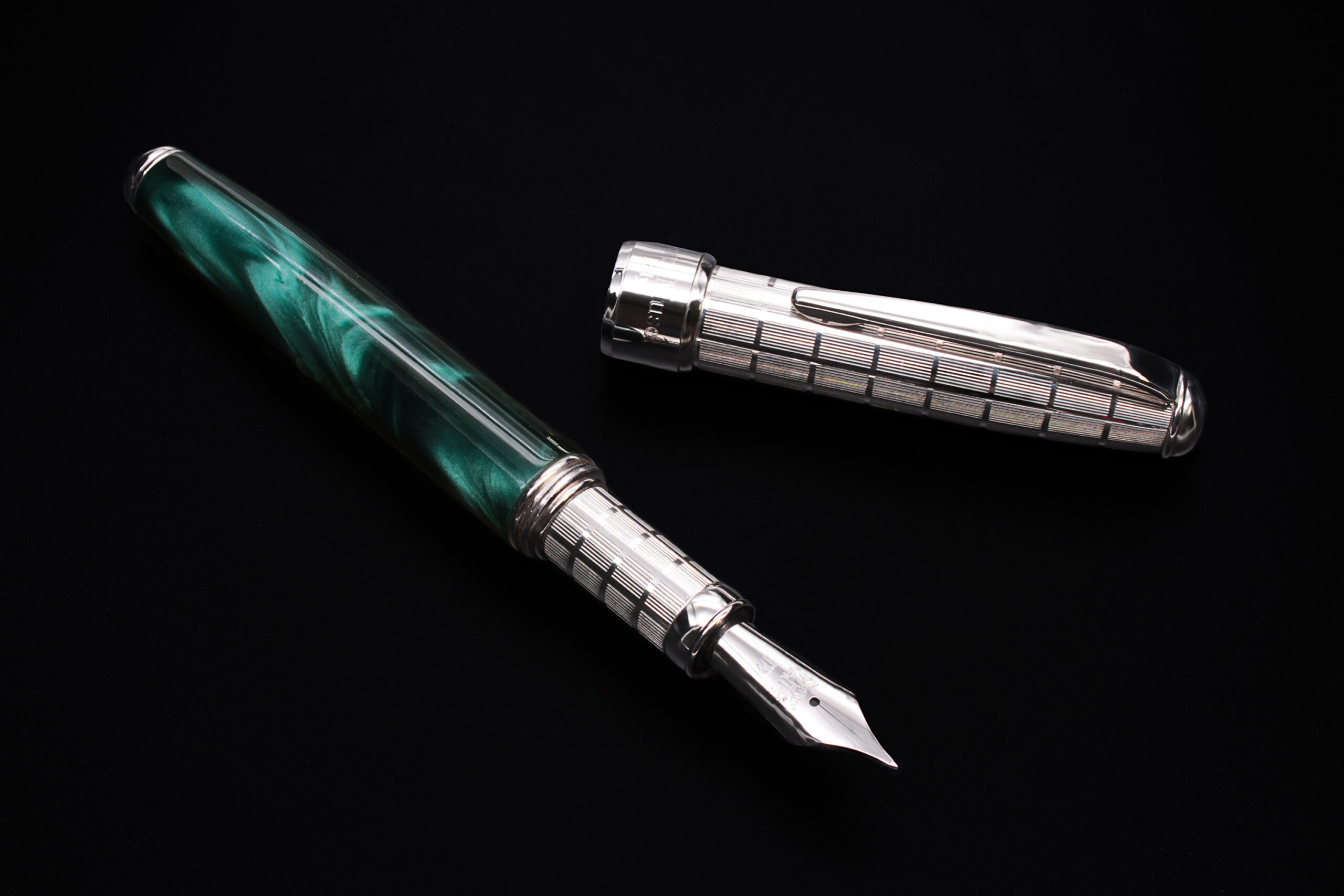 Silver and Green Resin Fountain Pen - Image 11